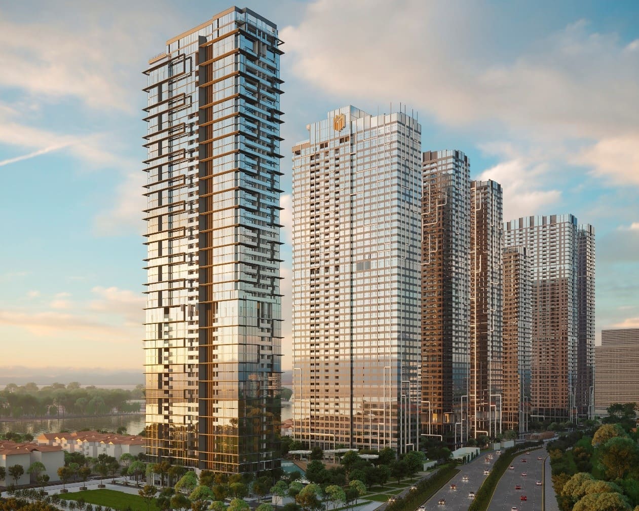 Phối cảnh tòa tháp Lake trong khu phức hợp bất động sản hàng hiệu Grand Marina, Saigon.