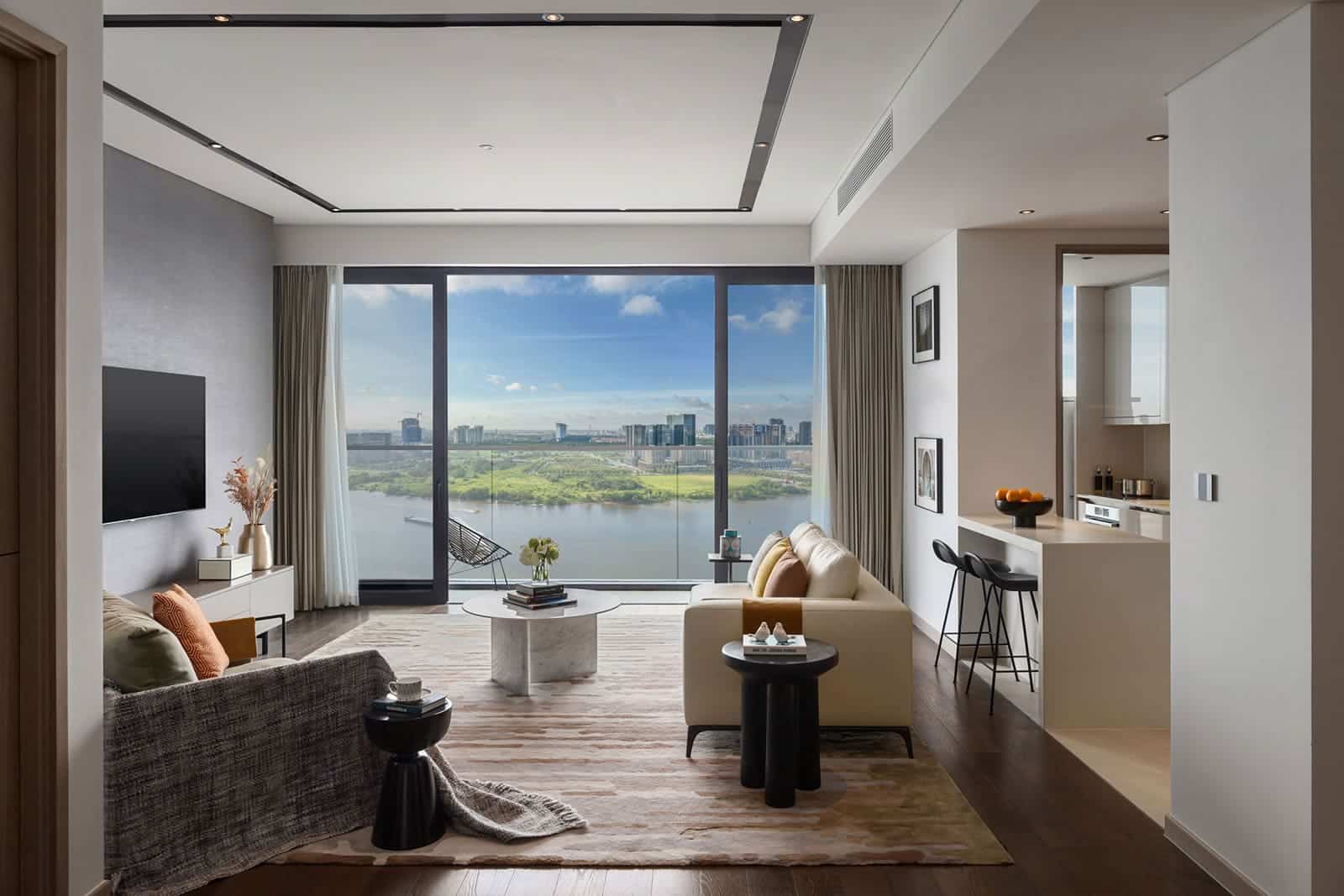 Bên trong căn hộ hàng hiệu Marriott dự án Grand Marina Saigon.