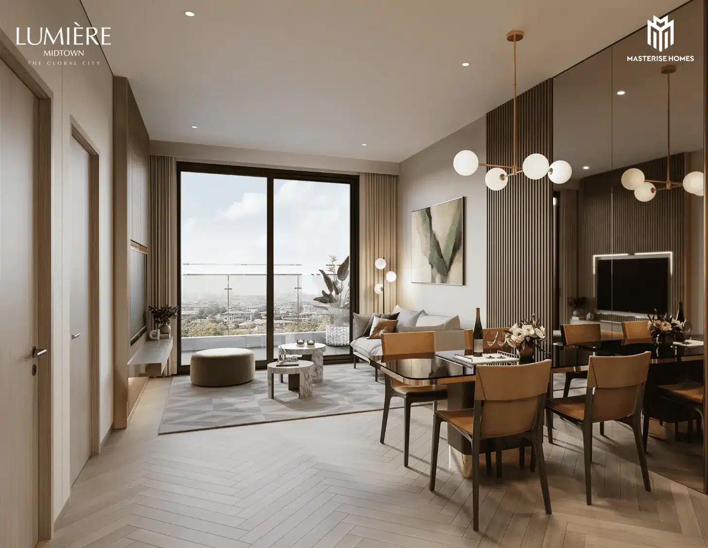 Nội thất căn hộ sang trọng và tinh tế tại LUMIÈRE Midtown, tôn vinh chất sống đẳng cấp.
